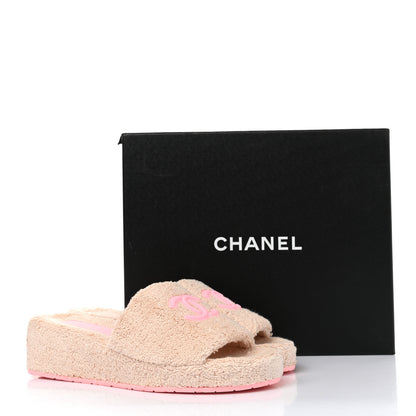 Chanel Terry Cloth CC Wedge Sandals 40 Pink 9 of 9