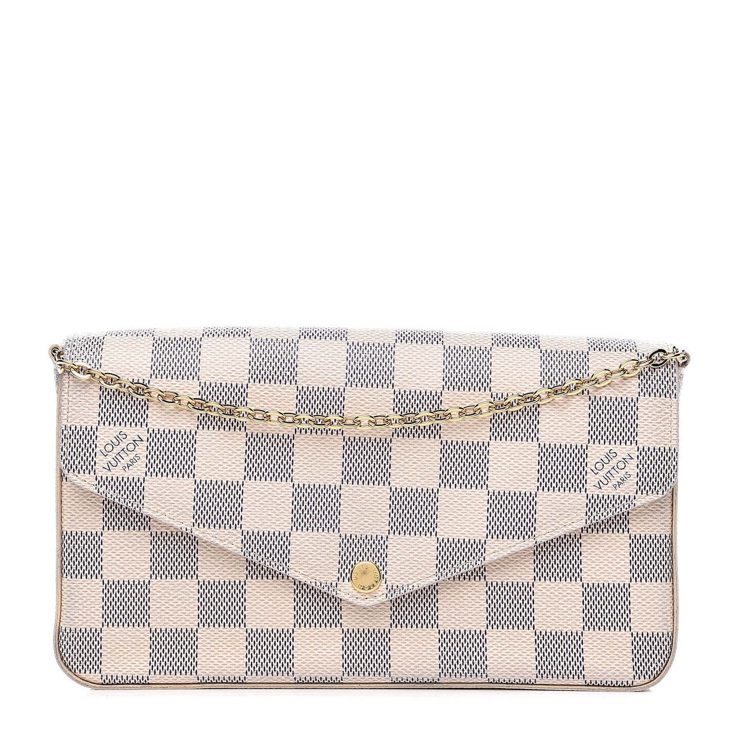 Damier Azur Pochette Felicie Chain Wallet Rose Ballerine