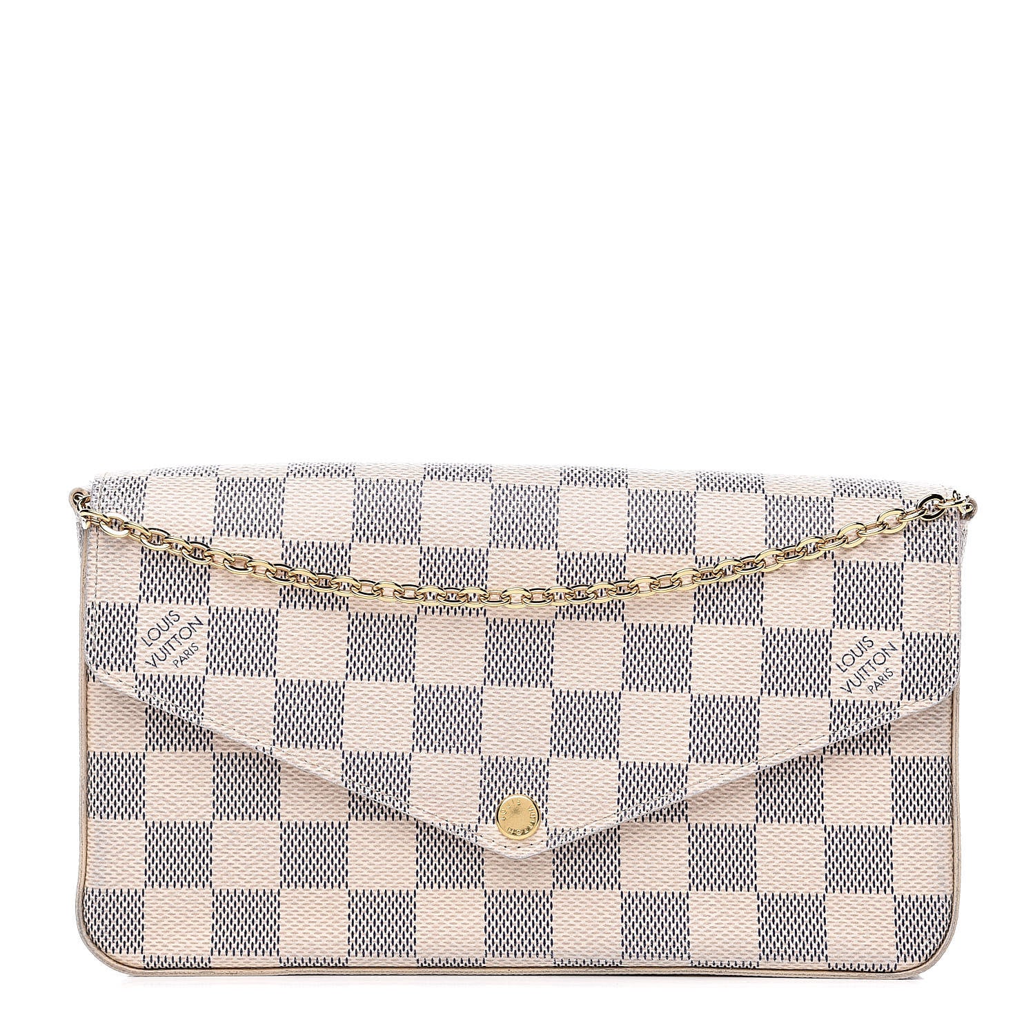 Louis Vuitton Damier Azur Pochette Felicie Chain Wallet Rose Ballerine 1 of 16