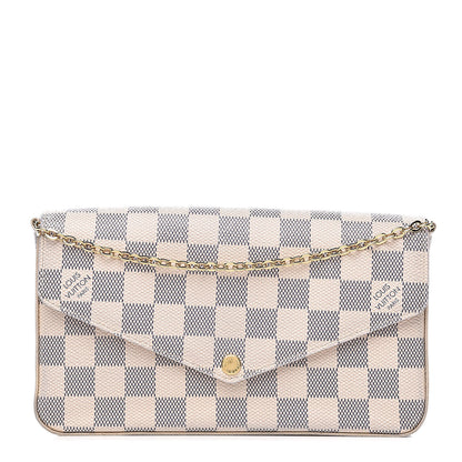 Louis Vuitton Damier Azur Pochette Felicie Chain Wallet Rose Ballerine 1 of 16