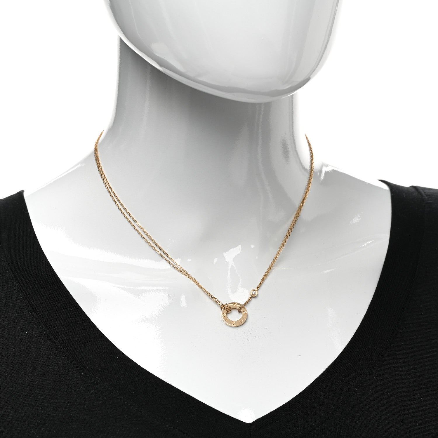 Cartier 18K Yellow Gold 2 Diamond LOVE Necklace 2 of 5