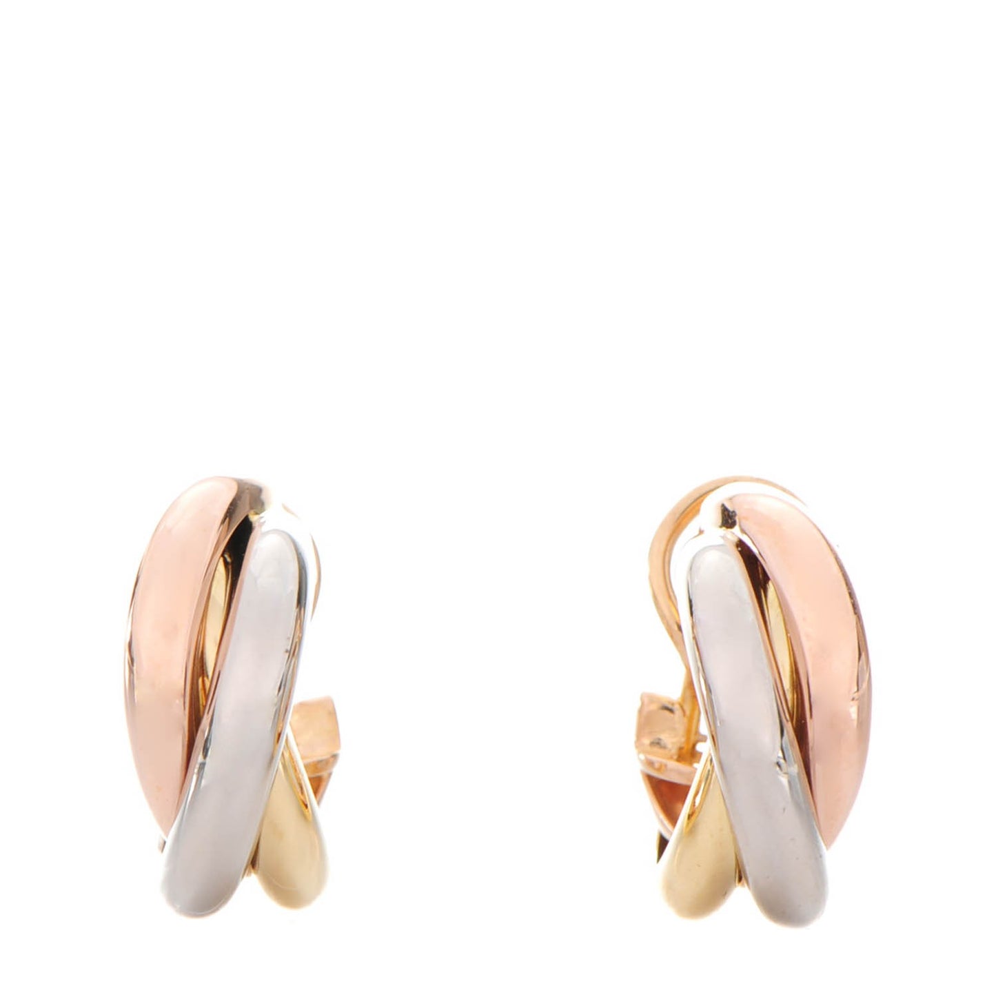 18K Pink Yellow White Gold Small Trinity Earrings