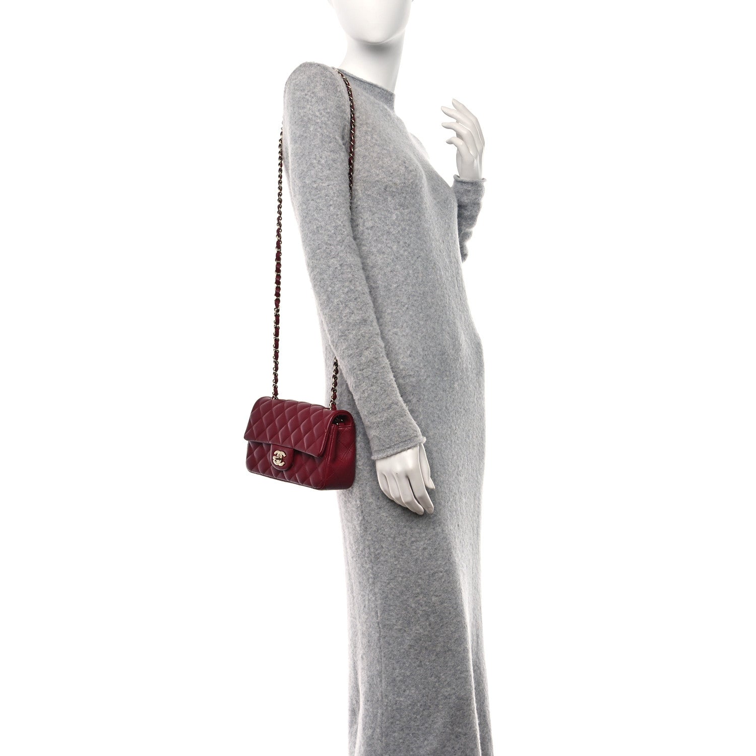 Chanel Lambskin Quilted Mini Rectangular Flap Burgundy 3 of 10