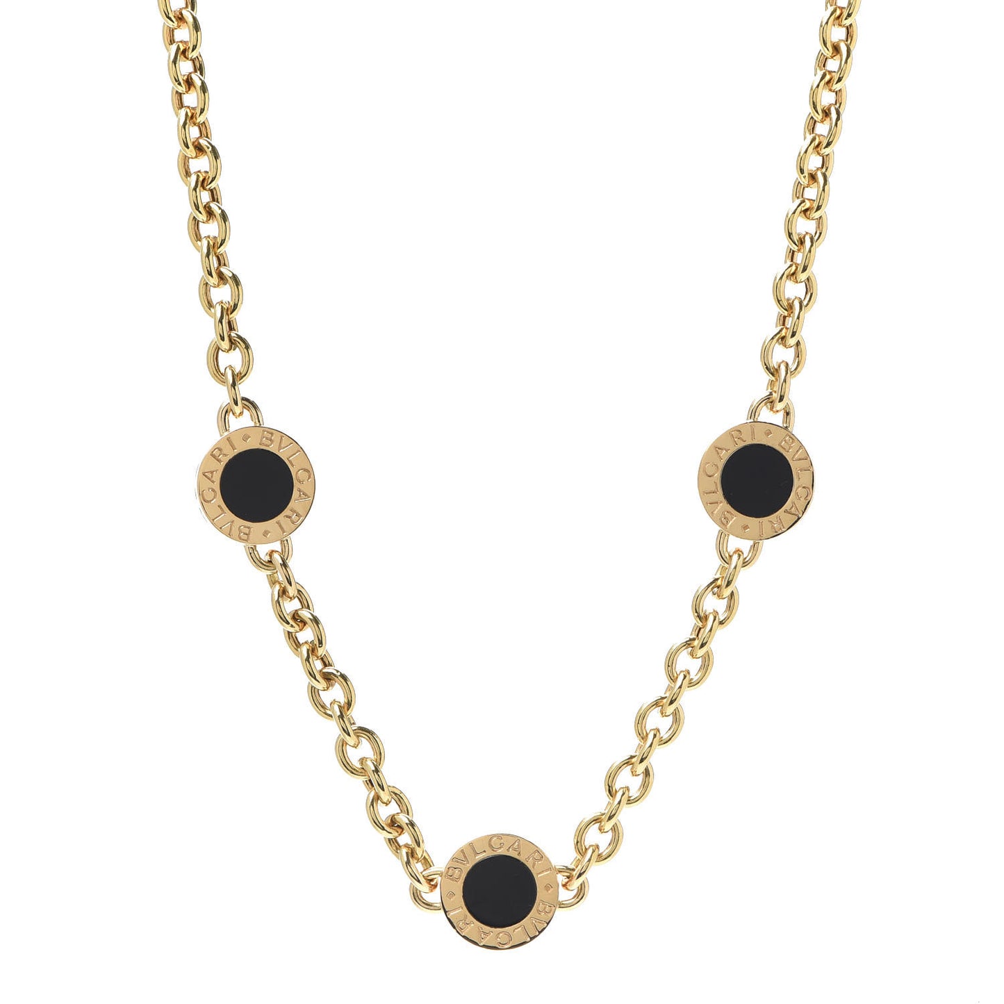 18K Yellow Gold Black Onyx BVLGARI BVLGARI Station Necklace