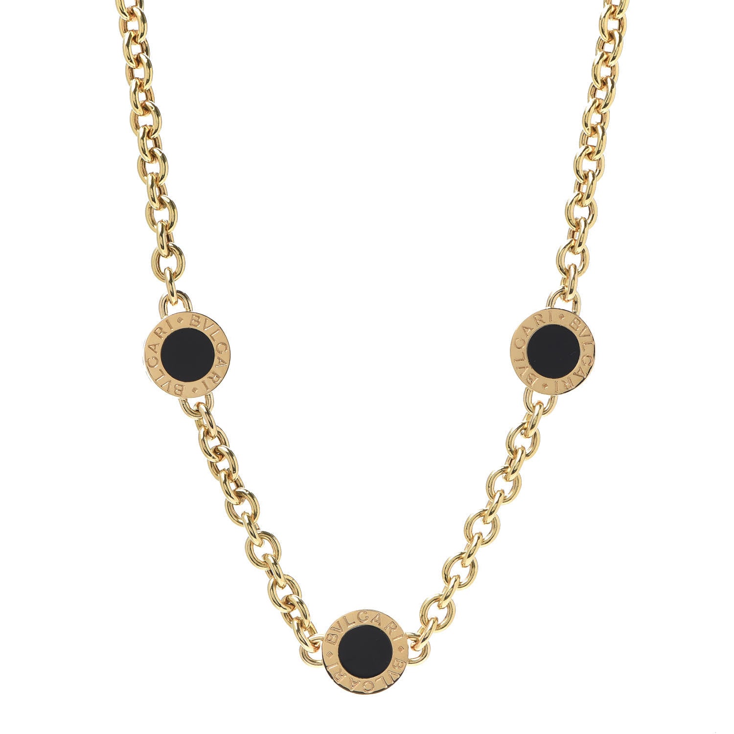 Bulgari 18K Yellow Gold Black Onyx BVLGARI BVLGARI Station Necklace 1 of 5