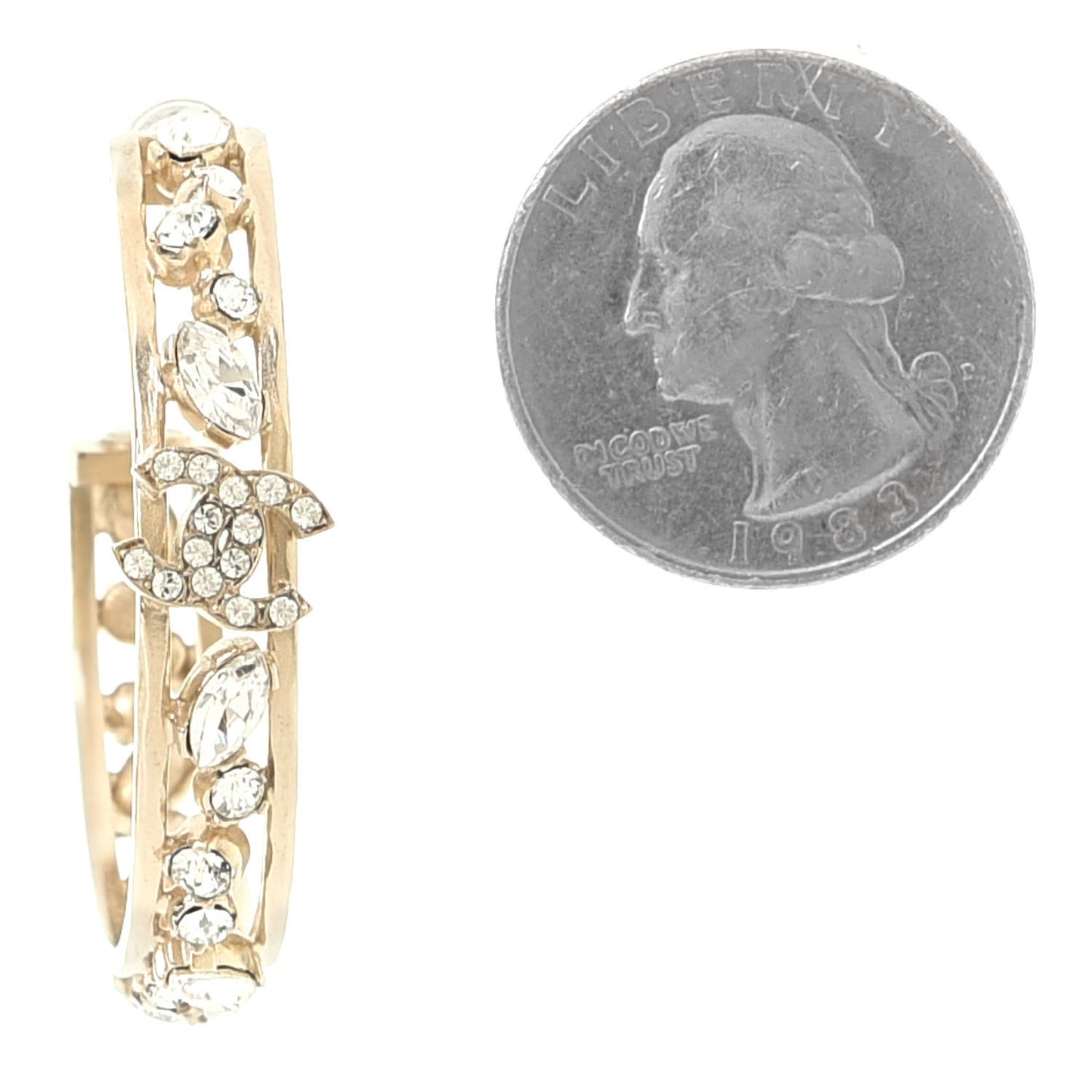 Marquise Crystal CC Hoop Earrings Gold