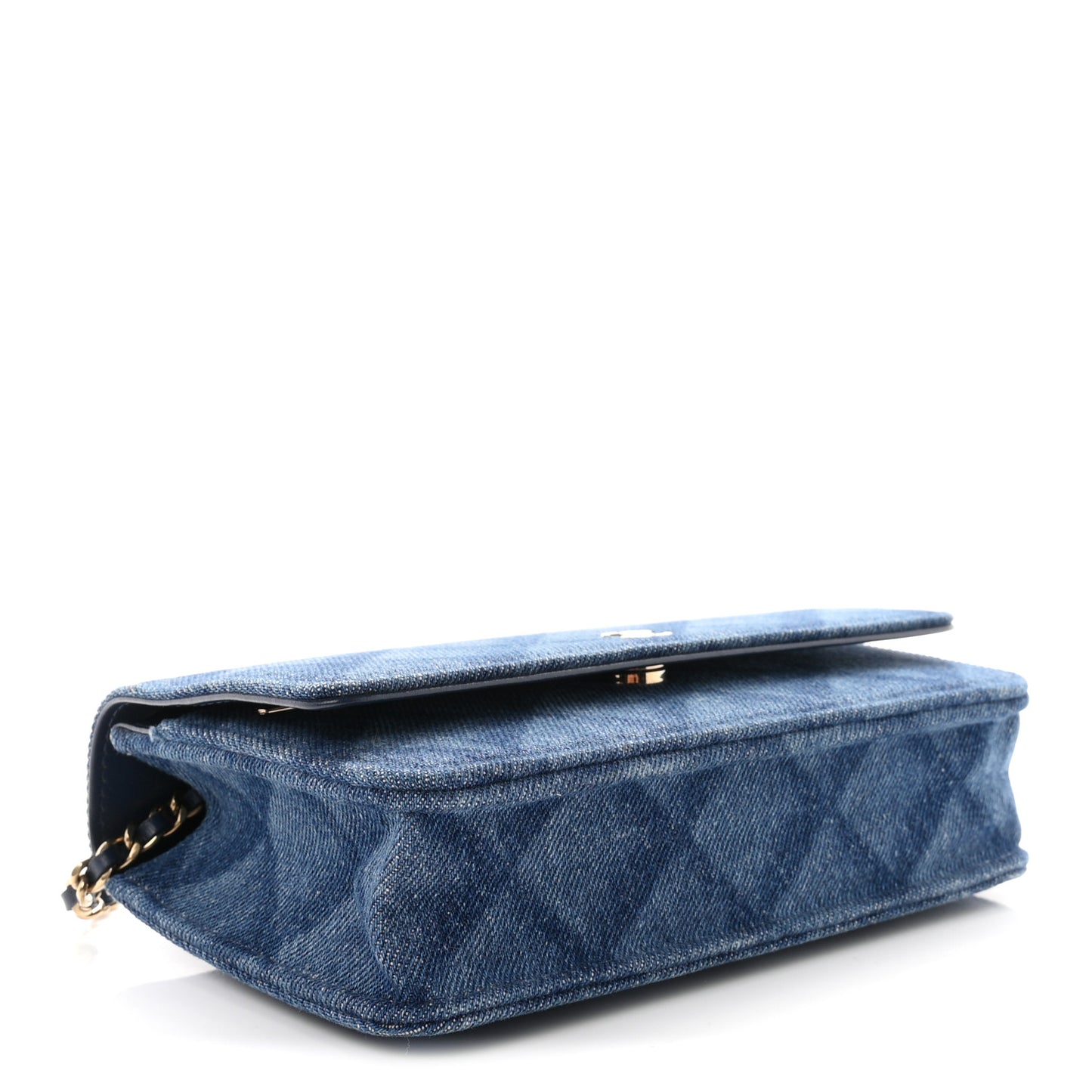 Denim Printed Wallet On Chain WOC Dark Blue