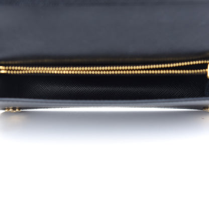 Prada Saffiano Shine Monochrome Mini Flap Crossbody Wristlet Bag Black 5 of 8