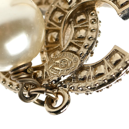 Chanel Crystal Pearl CC Drop Earrings Gold 4 of 4