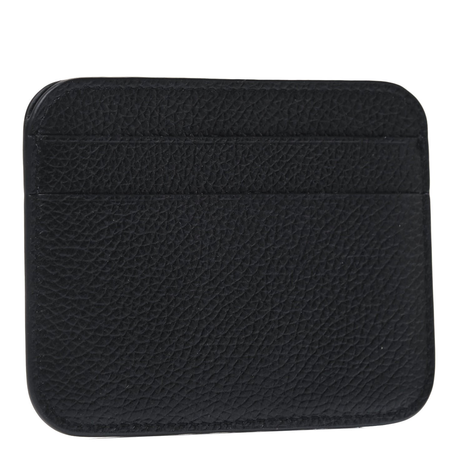 Grained Calfskin Logo Cash Rounded Card Holder Black White