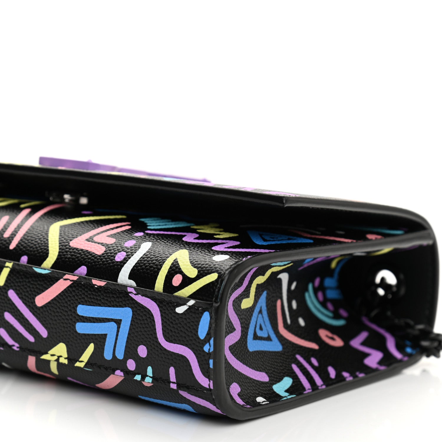 Saint Laurent Grain De Poudre Small Monogram Graphic Print Kate Satchel Black 10 of 10