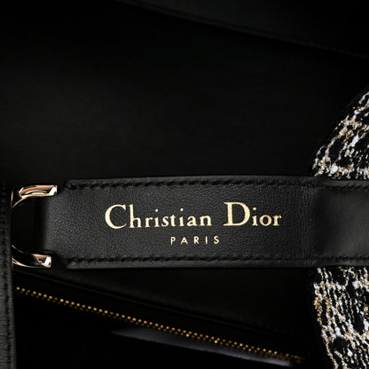Christian Dior Calfskin Tweed Cannage Medium Toujours Black Gold White 7 of 10
