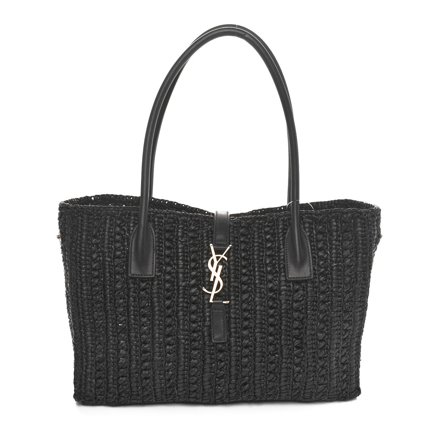 Saint Laurent Raffia Calfskin Panier Rectangle Tote Black 1 of 9