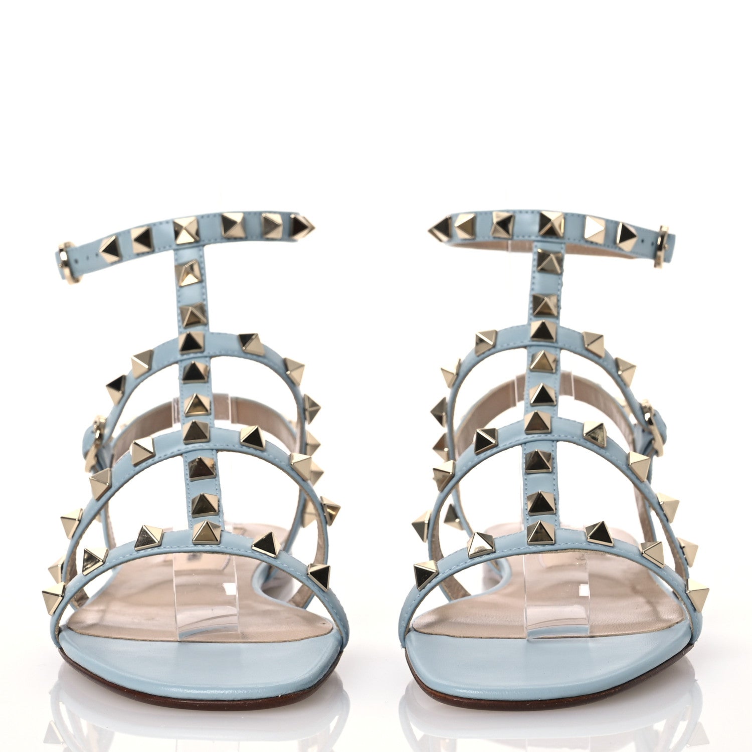 Valentino Garavani Calfskin Rockstud Gladiator Flat Sandals 36 Angel 2 of 11