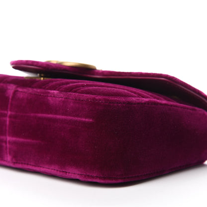 Gucci Velvet Matelasse Mini GG Marmont Shoulder Bag Fuchsia Violet Cyclamen 7 of 10