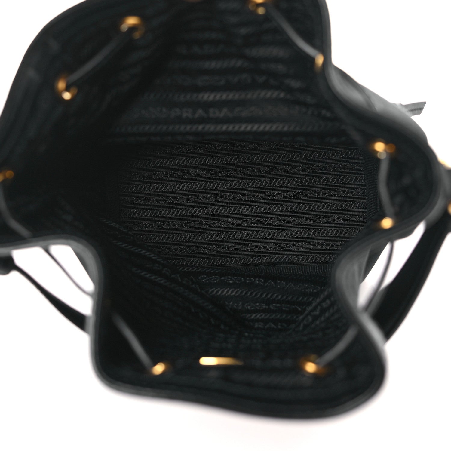 Prada Jacquard Logo Mini Bucket Crossbody Bag Black 6 of 9