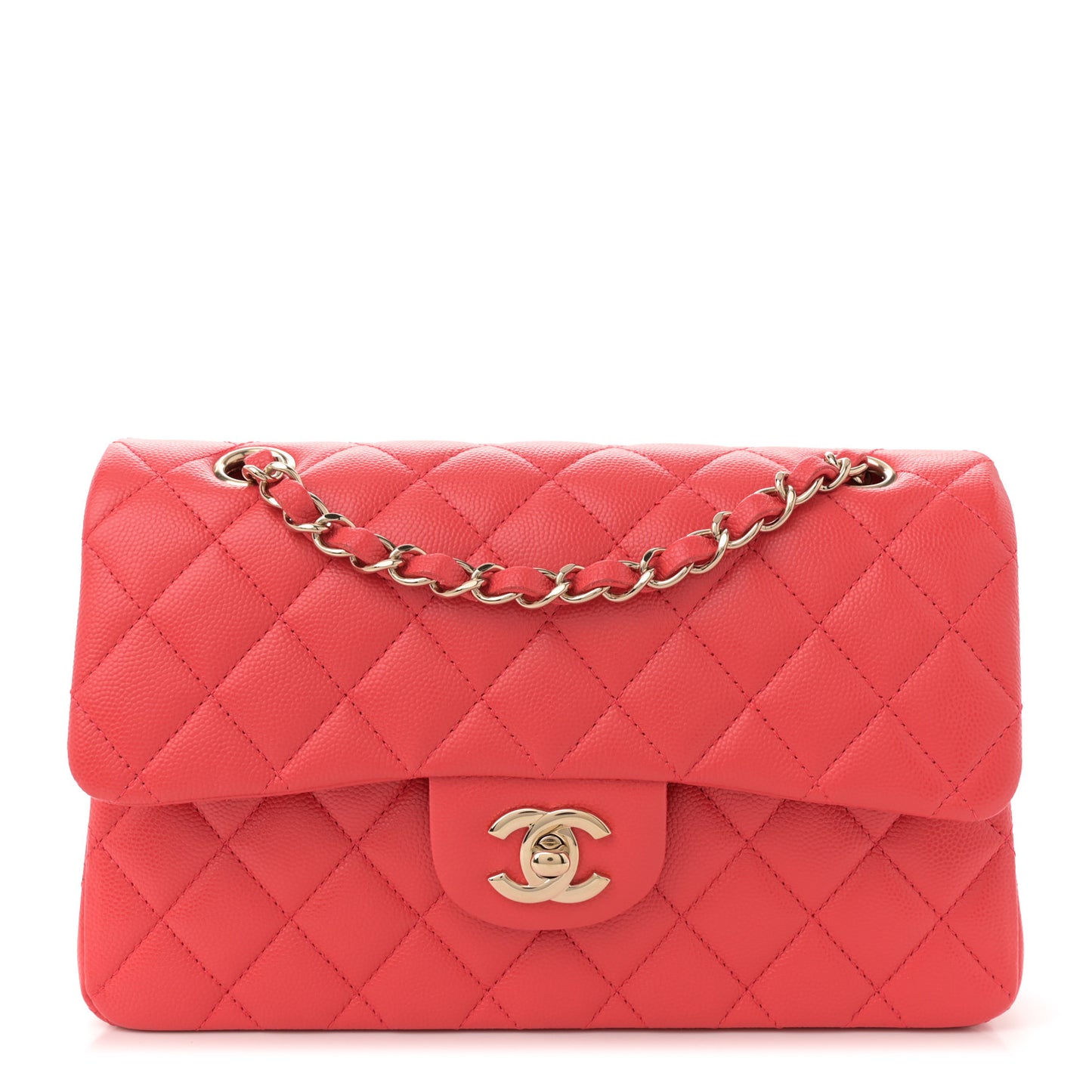 Caviar Quilted Small Double Flap Red