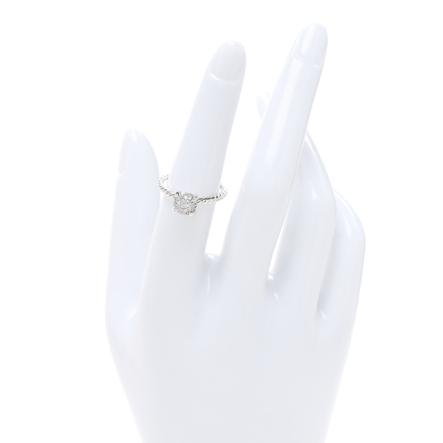 Sterling Silver Diamond 7mm Petite Chatelaine Pave Ring 51 5.75