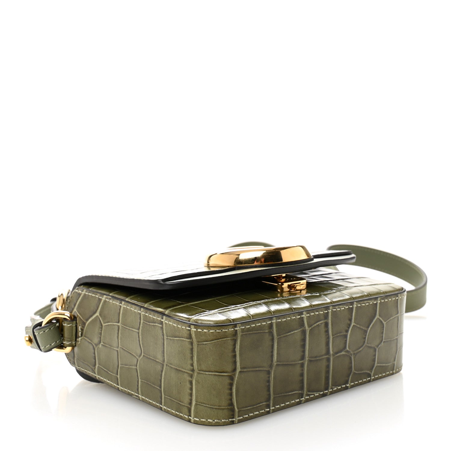 Chloe Calfskin Crocodile Embossed Mini C Double Carry Misty Forest 4 of 10