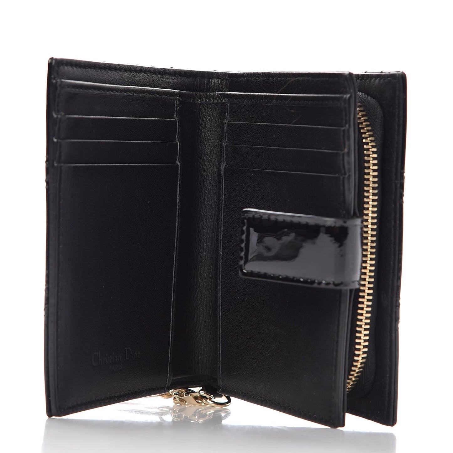 Patent Cannage Lady Dior Eden Wallet Black