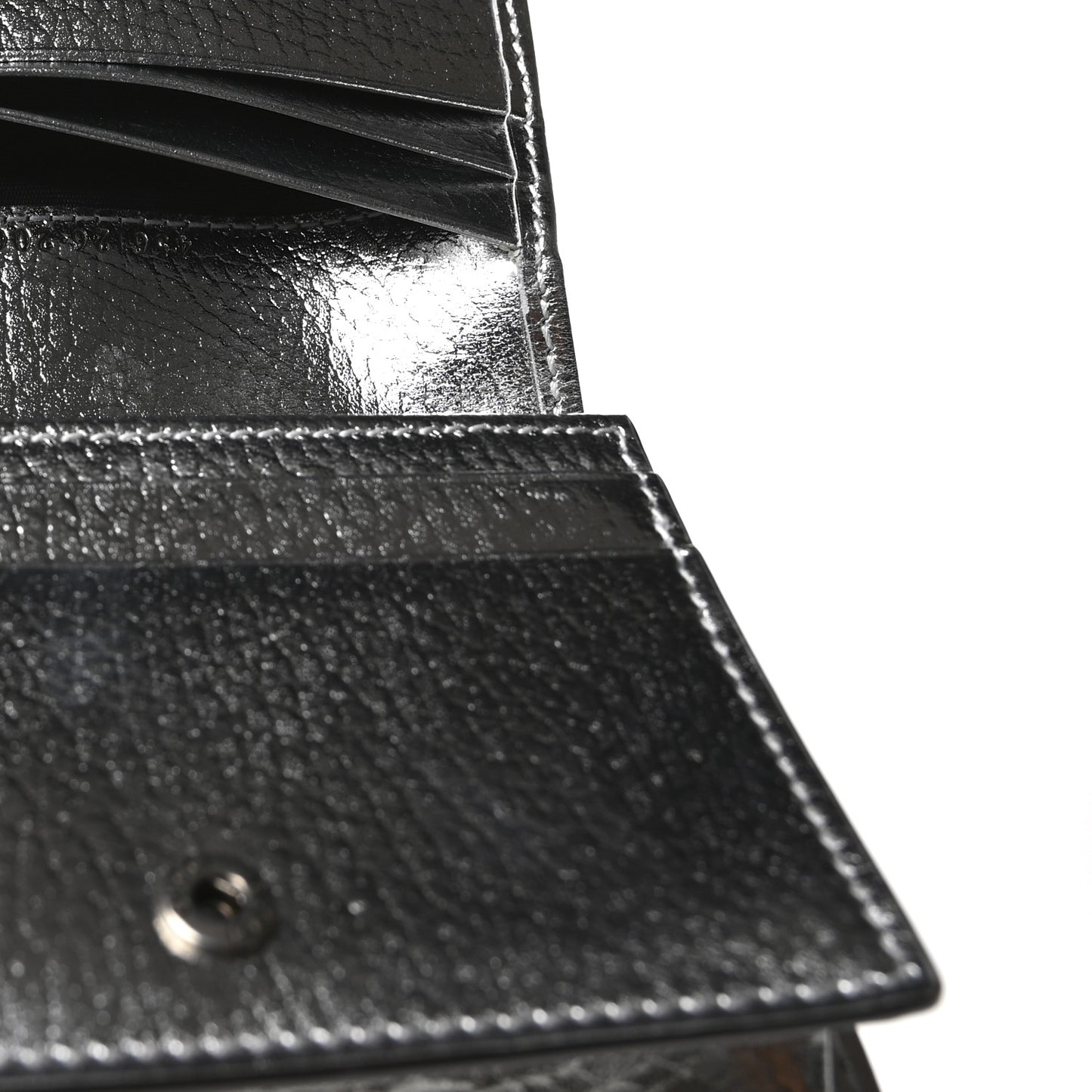 Metallic Calfskin GG Marmont Card Case Silver