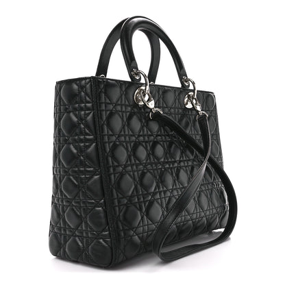 Christian Dior Lambskin Cannage Large Lady Dior Black 3 of 11