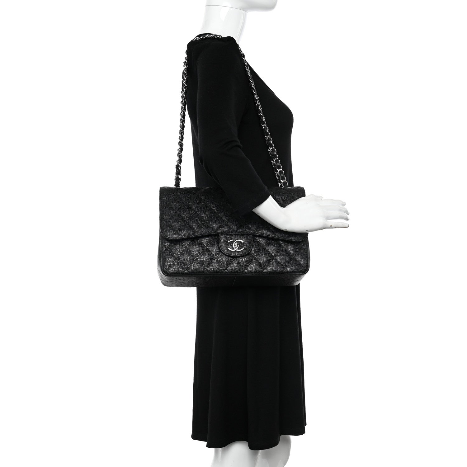 Chanel Caviar Quilted Jumbo Double Flap Black 2 of 10
