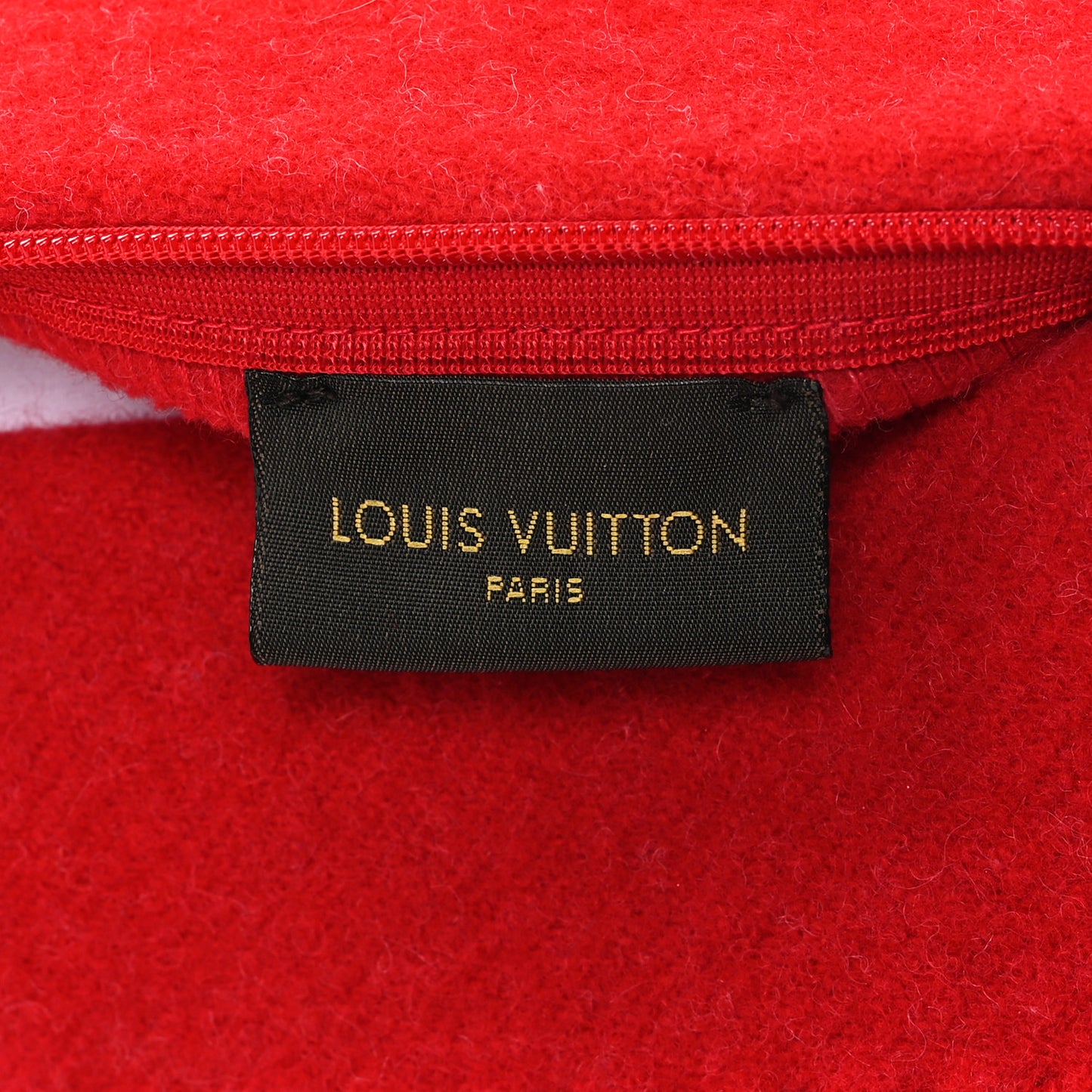 X SUPREME Wool Cashmere Cushion LV Pillow Red White
