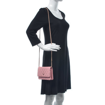 Chanel Iridescent Caviar Quilted Wallet on Chain WOC Rose Pink 2 of 11