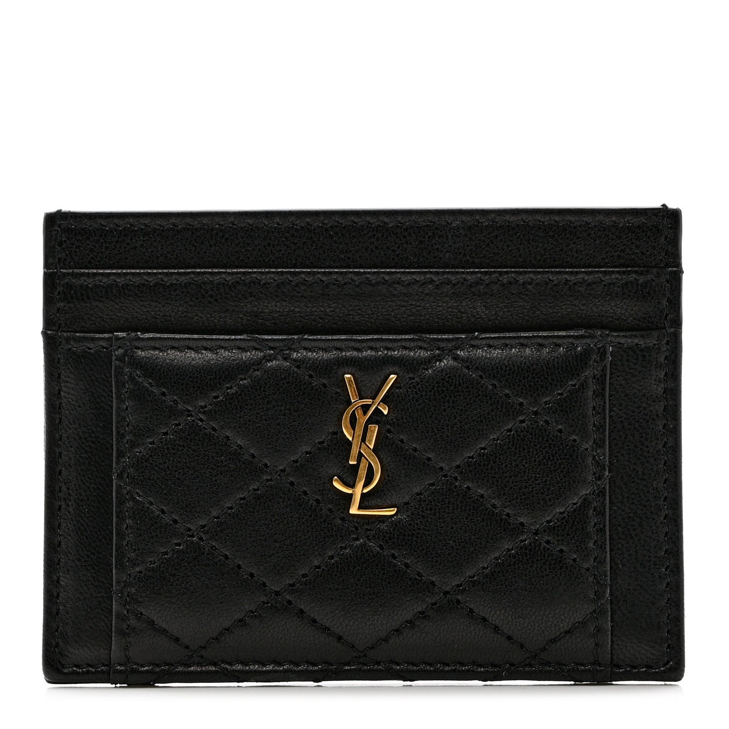 Saint Laurent Lambskin Quilted Gaby Credit Card Case Black 1 of 7