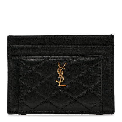 Saint Laurent Lambskin Quilted Gaby Credit Card Case Black 1 of 7