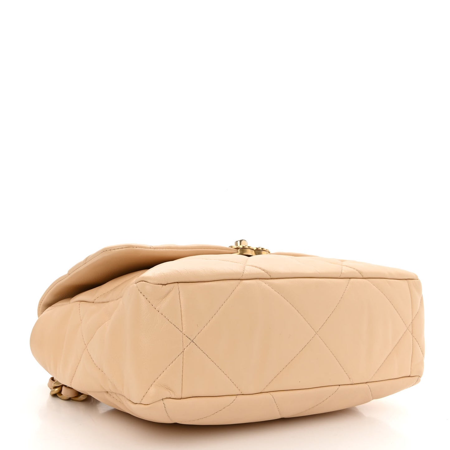 Lambskin Quilted Large Chanel 19 Flap Beige