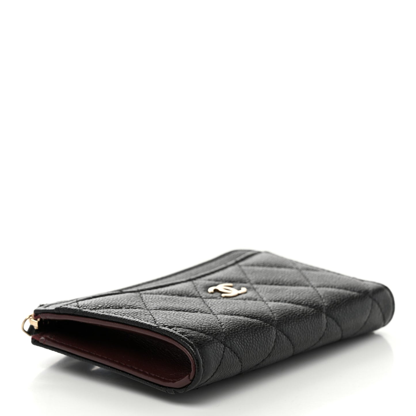 Caviar Quilted CC Zip Around Card Holder Black
