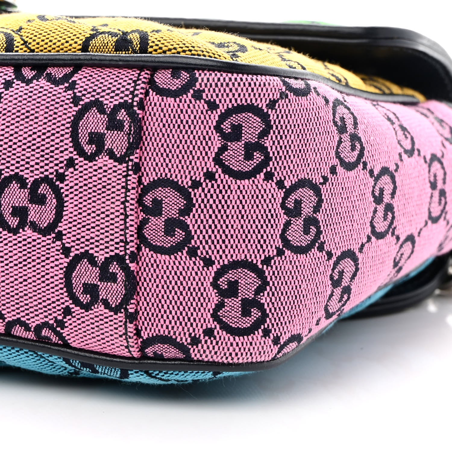 Gucci Monogram Multicolor Matelasse Diagonal Small GG Marmont Shoulder Bag Green Blue Yellow Light Blue Pink 9 of 9