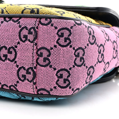Gucci Monogram Multicolor Matelasse Diagonal Small GG Marmont Shoulder Bag Green Blue Yellow Light Blue Pink 9 of 9