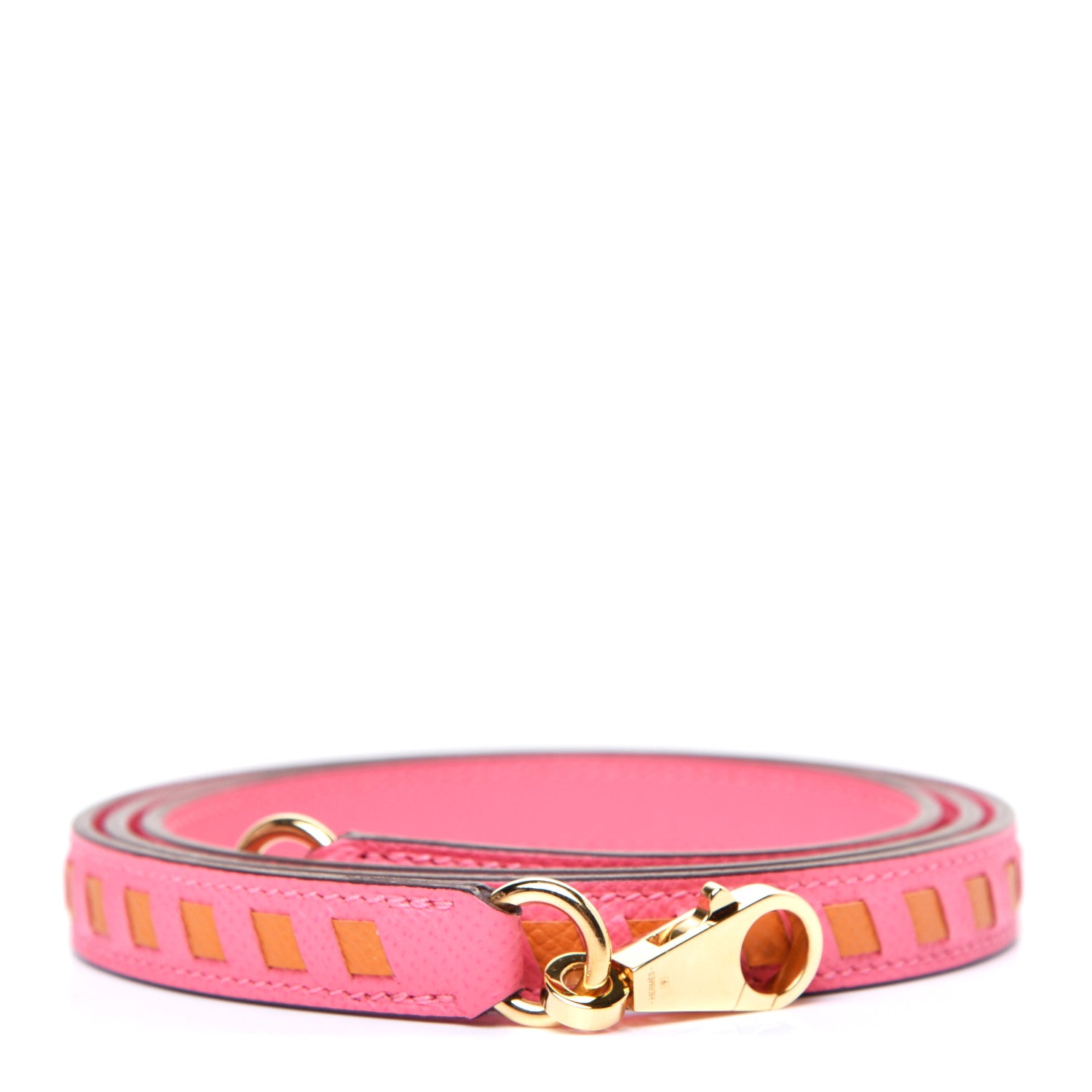 Hermes Epsom 16mm Tressage Shoulder Strap Rose Azalee Abricot 1 of 4