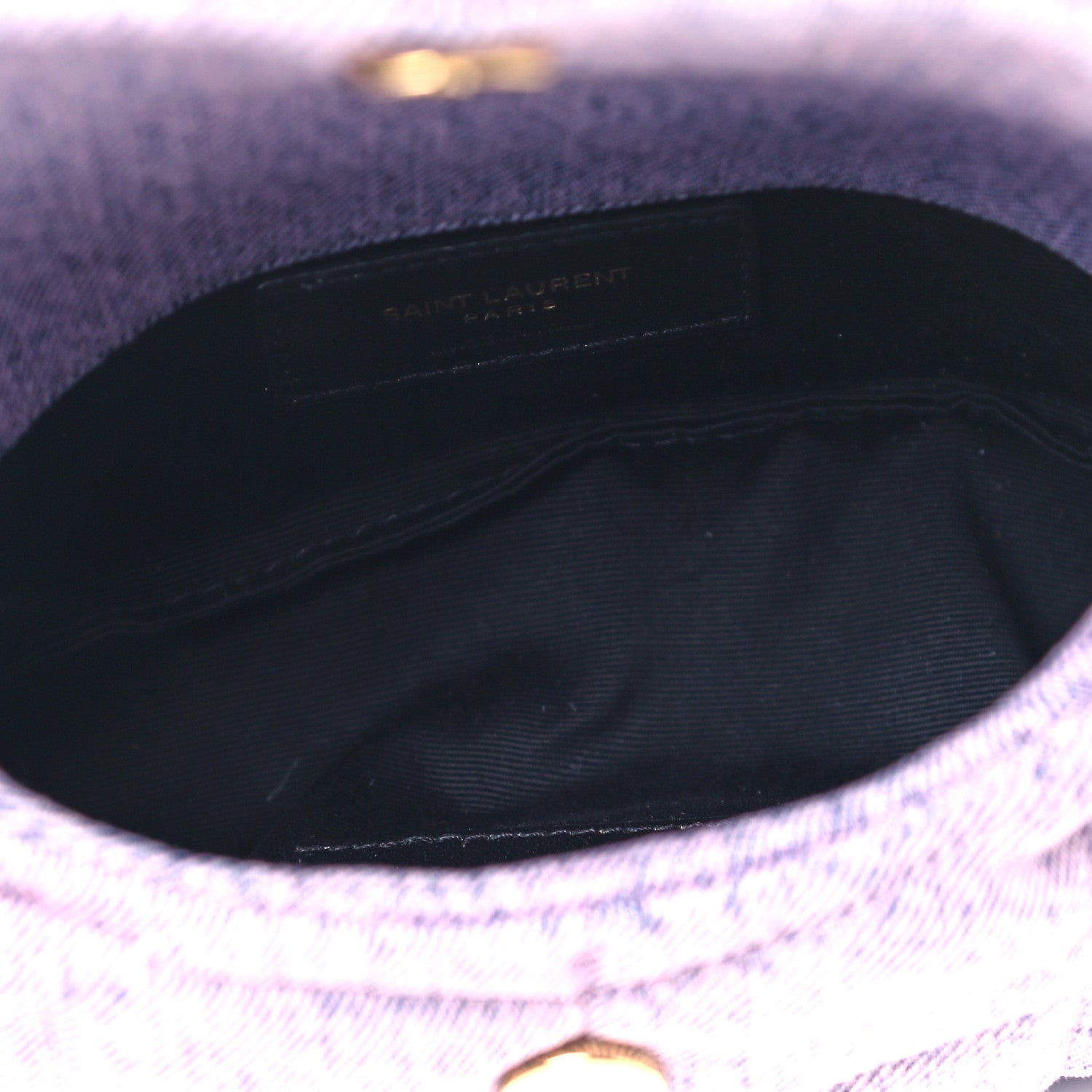 Saint Laurent Denim Quilted Loulou Puffer Monogram Pouch Clutch Bleached Lilac 5 of 9