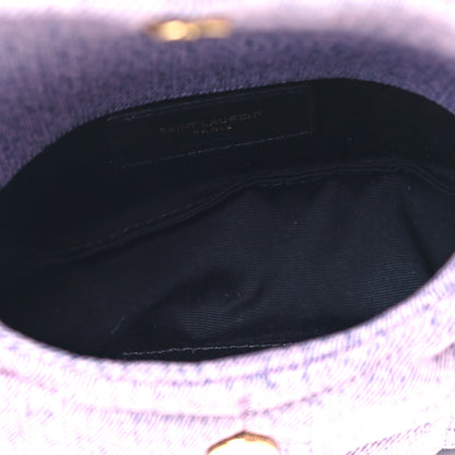 Saint Laurent Denim Quilted Loulou Puffer Monogram Pouch Clutch Bleached Lilac 5 of 9