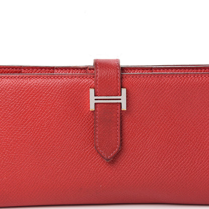 Hermes Epsom Bearn Gusset Wallet Rouge Casaque 11 of 13