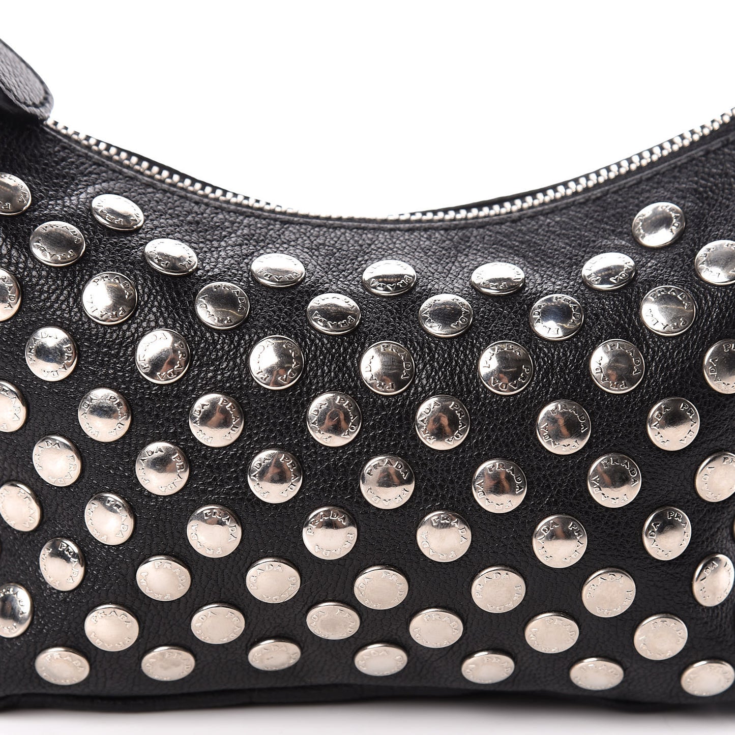 Muflone Metal Studded Necessaire Shoulder Bag Black