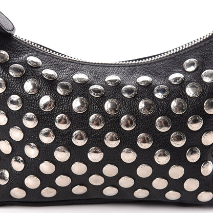 Prada Muflone Metal Studded Necessaire Shoulder Bag Black 8 of 11
