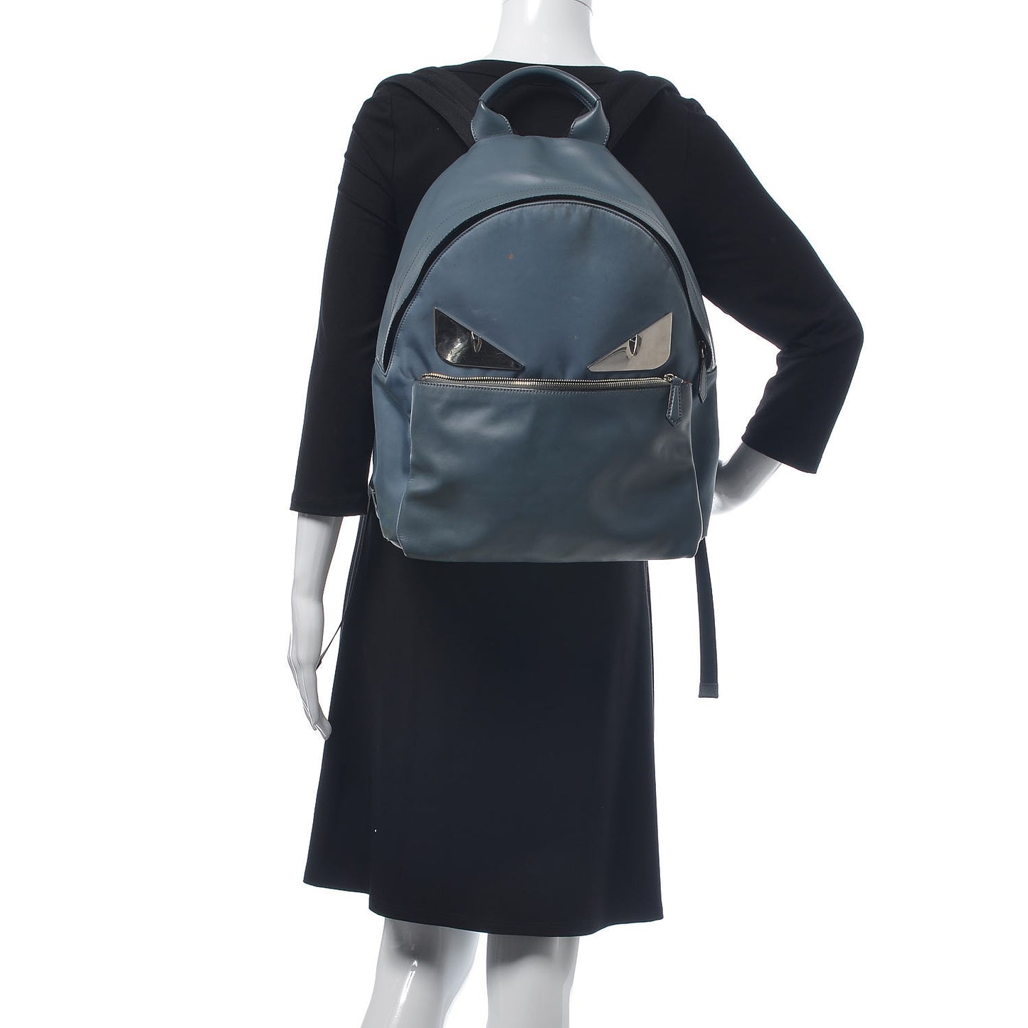 Nylon Vitello Liberty Metal Monster Eyes Rounded Backpack Tempesta