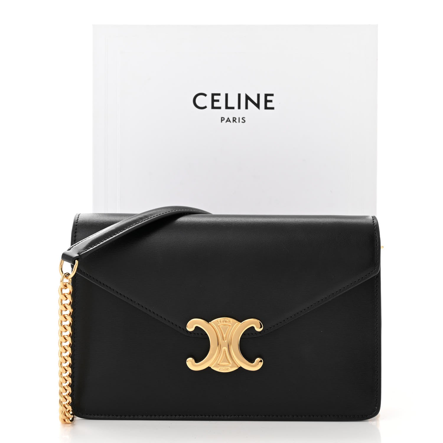 Celine Shiny Calfskin Triomphe Margo Wallet on Chain Black 12 of 12