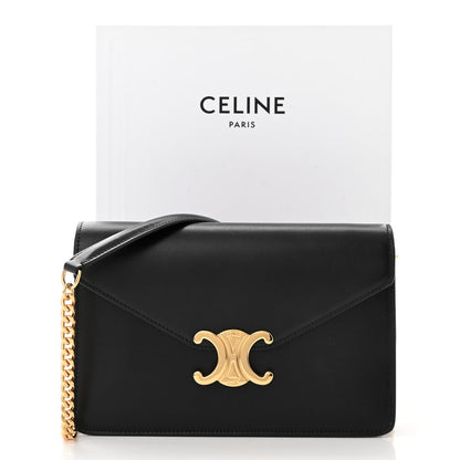 Celine Shiny Calfskin Triomphe Margo Wallet on Chain Black 12 of 12