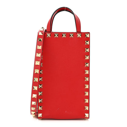 Valentino Garavani Calfskin Rockstud Phone Holder Red 1 of 10