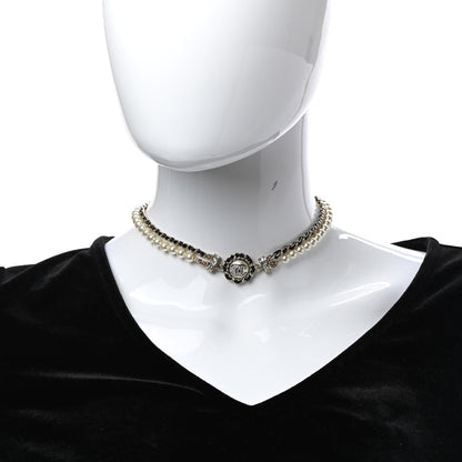 Chanel Pearl Crystal Lambskin CC Choker Gold Black 2 of 6