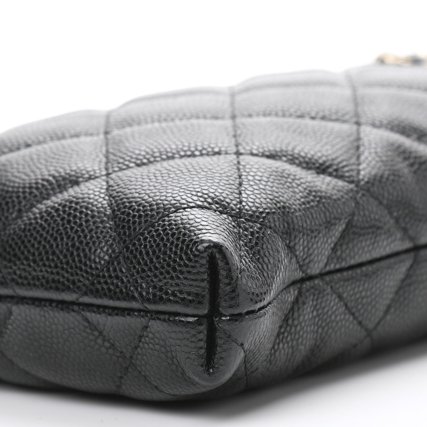 Caviar Quilted French New Wave Phone Holder With Chain Black