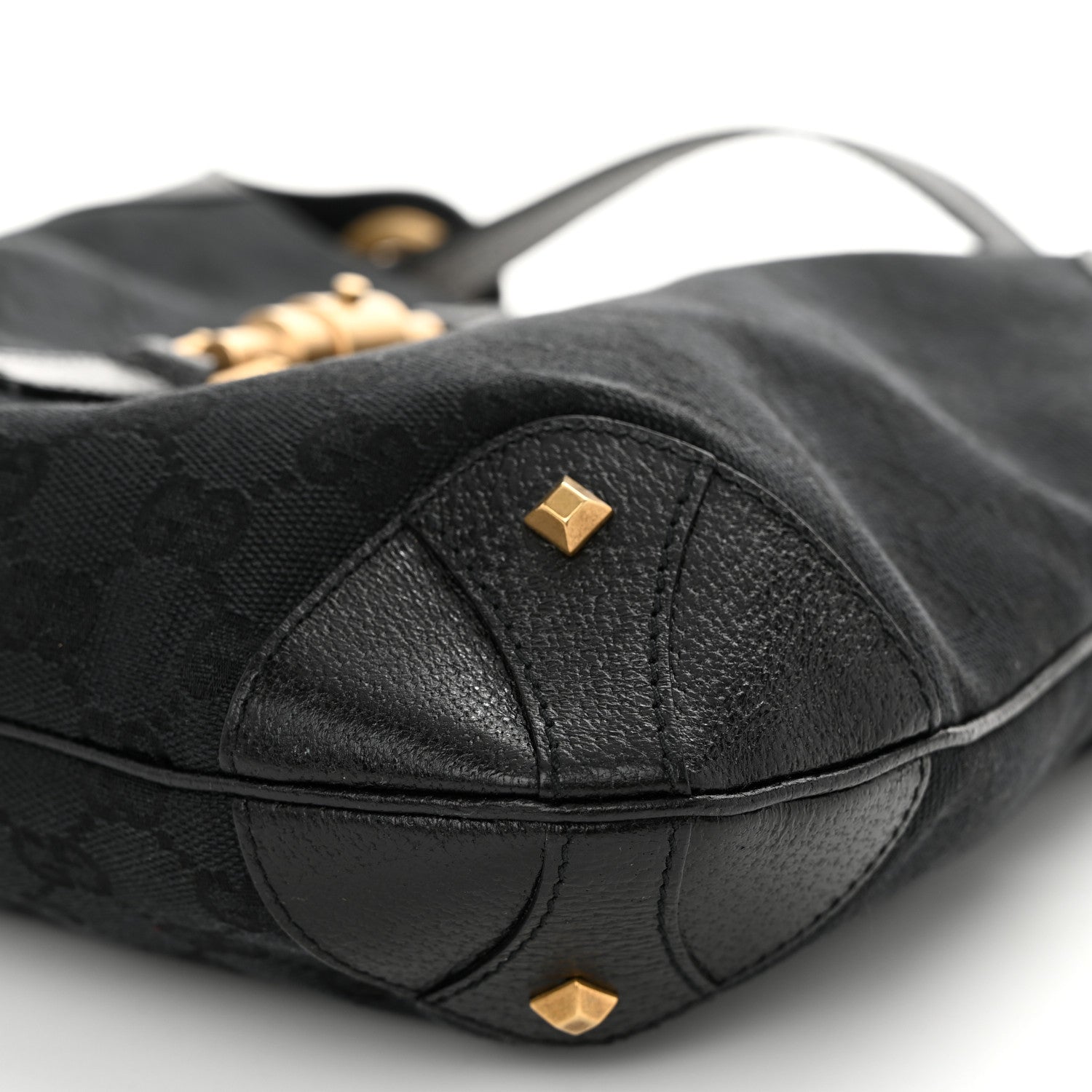 Gucci Monogram Piston Lock Jackie O Hobo Black 10 of 11