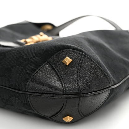 Gucci Monogram Piston Lock Jackie O Hobo Black 10 of 11
