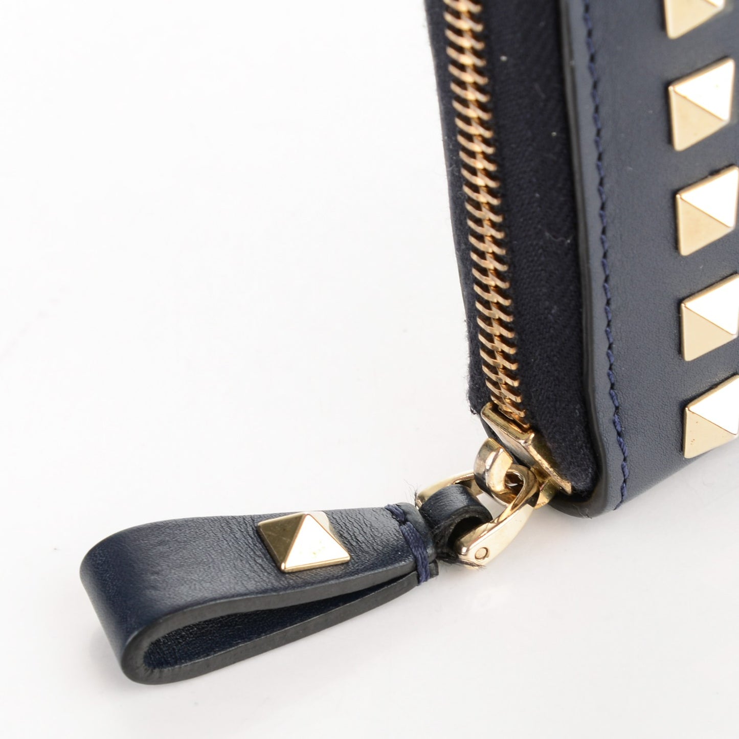 Calfskin Rockstud Zip Around Wallet Marine